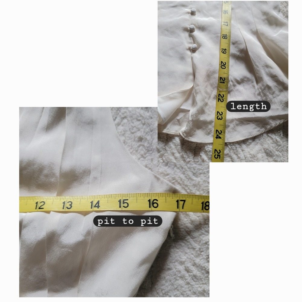 NWT Joie 100% Silk Porcelain White Pleated V-Neck Sleeveless Eulalia Blouse XS - Picture 7 of 10